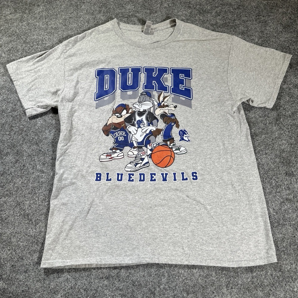 Vintage Duke Blue Devils Looney Tunes t-shirt Size Large Y2K Taz Bugs Bunny